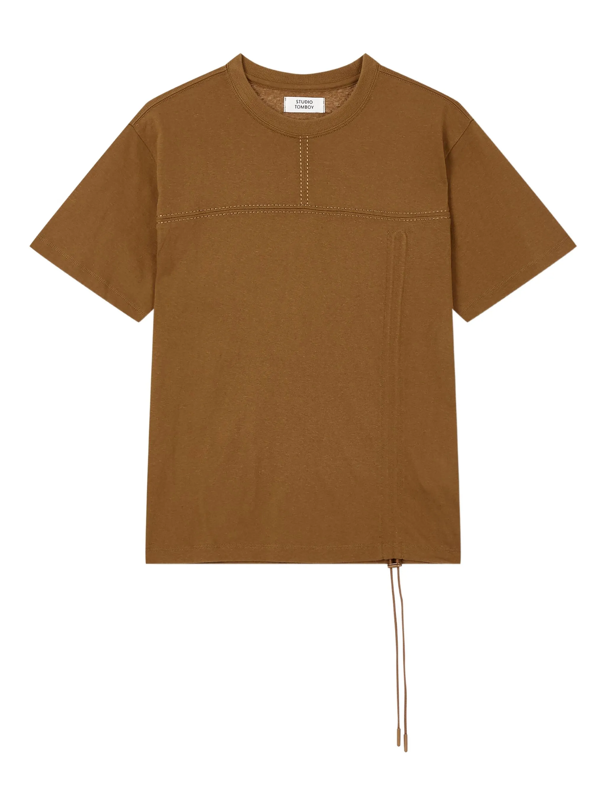 

Футболка с кулиской и короткими рукавами Studio Tomboy, коричневый