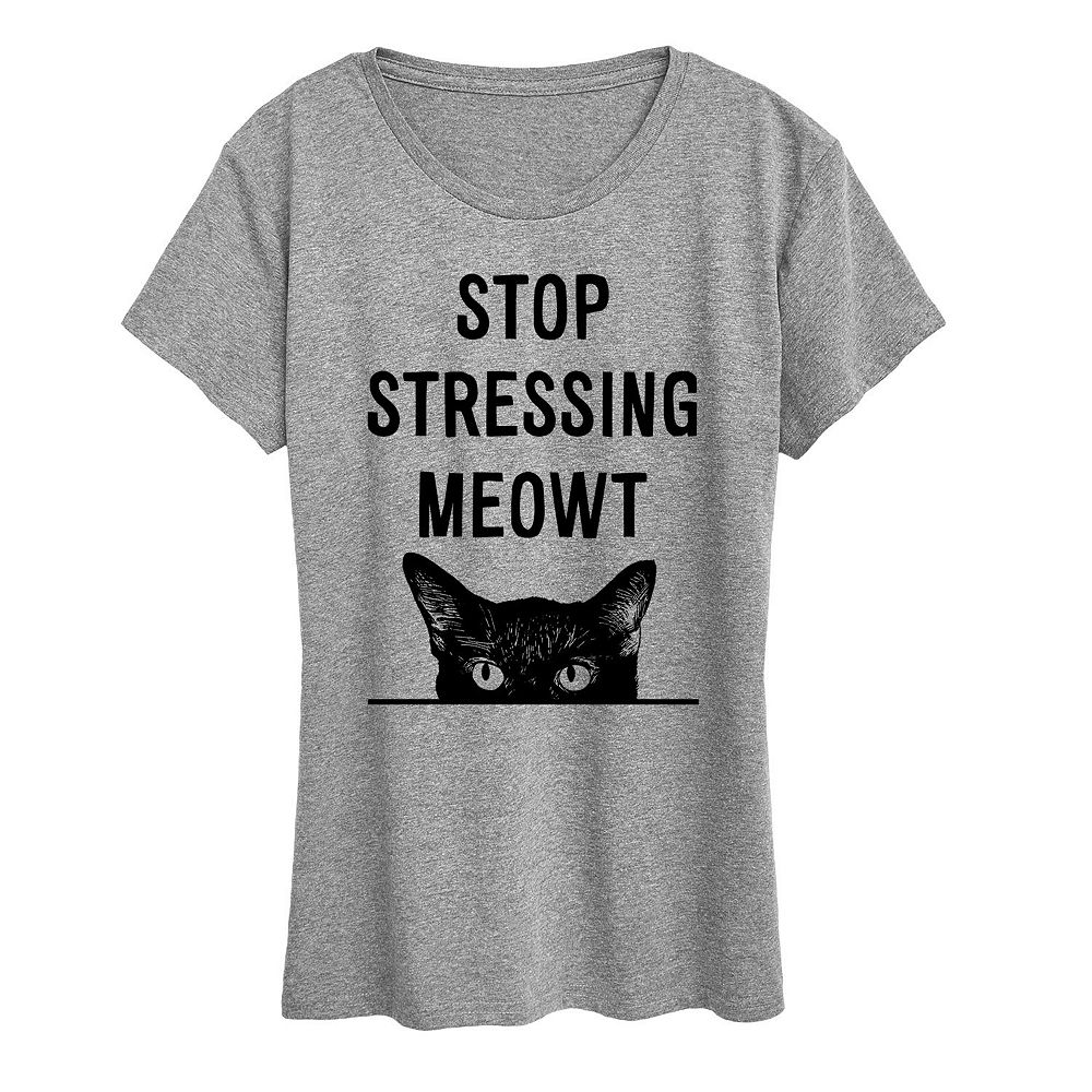 

Женская футболка с рисунком Meowt Stop Stressing Licensed Character, цвет Heather Gray