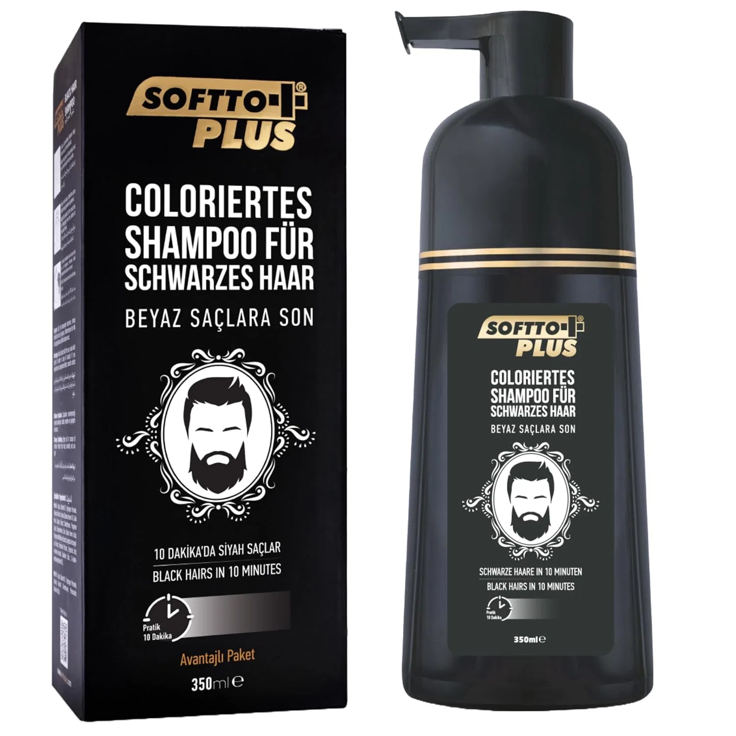 Шампунь Softto+ Plus Black Hair для закрашивания седины за 10 минут Softto+Plus — фото 2