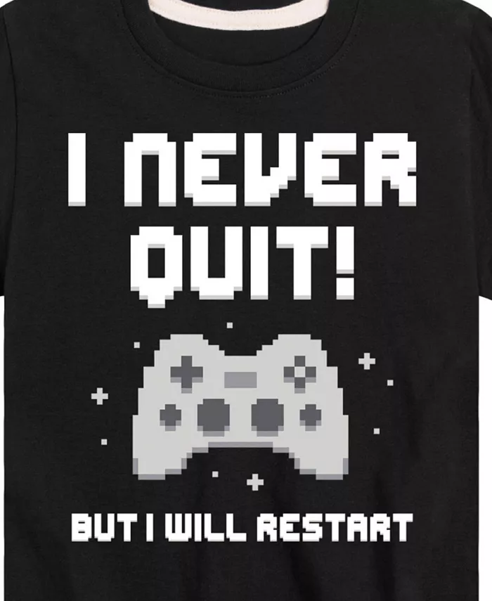 Футболка с принтом "Gamer I Never Quit" для мальчиков старшего возраста Hybrid, черный — фото 3