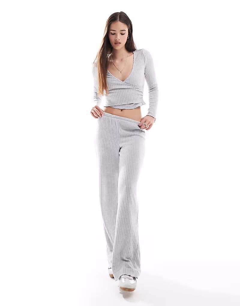 

Брюки для дома Cotton On, супермягкие, прямые, в рубчик, серого цвета Cotton:On