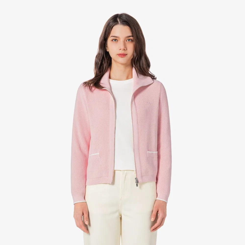 Кардиган Lacoste вязаный на молнии, светло-розовый