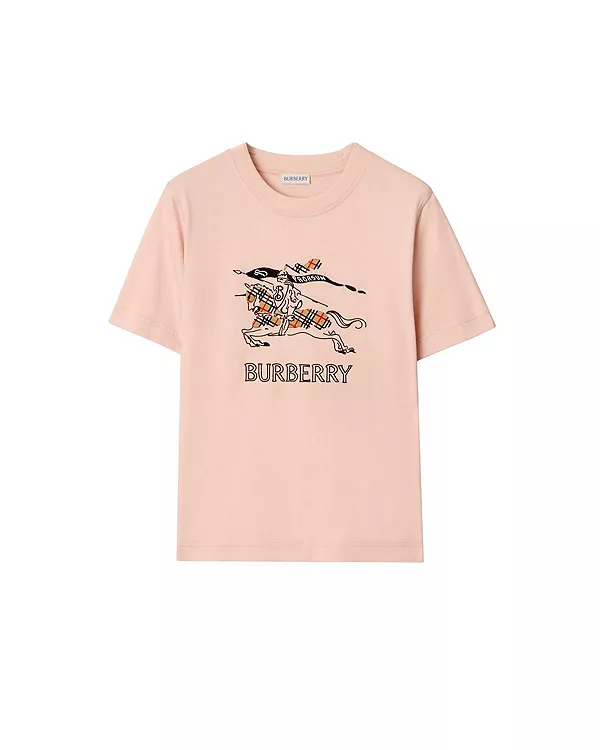 Футболка Хлопковая, Ekd Burberry, с эскизом, розовый — фото 2
