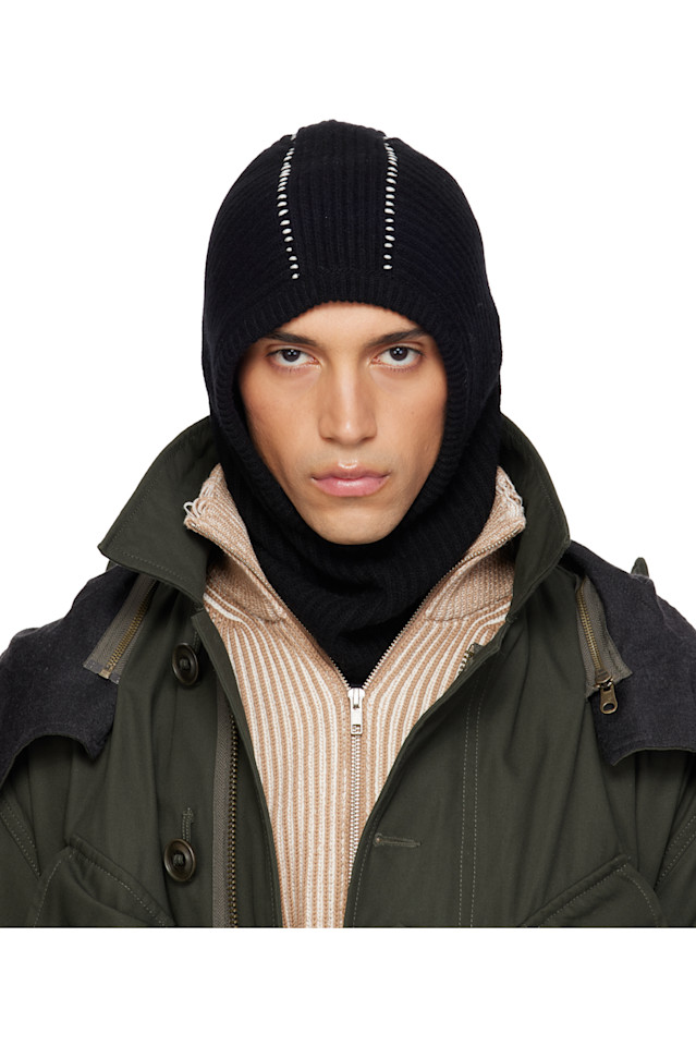 

Ребристая шерстяная балаклава Mm6 Maison Margiela, черный