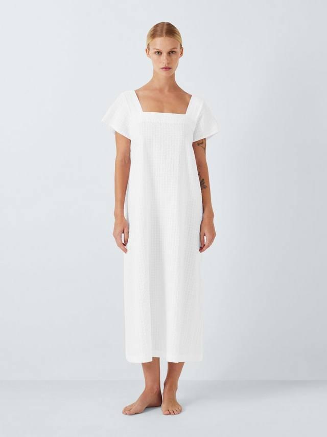 

Хлопковое платье-ночнушка из пике John Lewis, Ivory