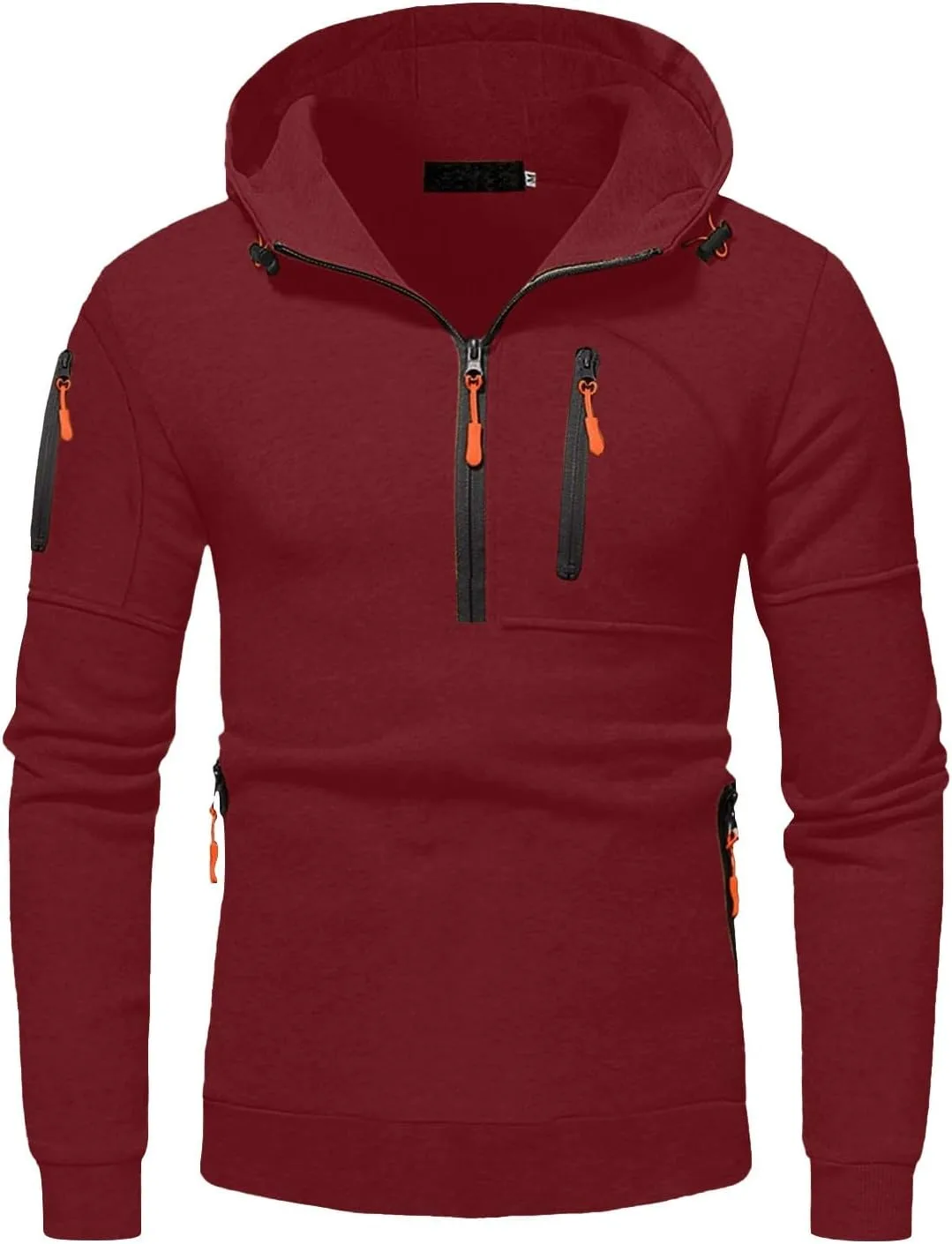 Толстовка с капюшоном Quarter Zip для мужчин, легкая, оверсайз, с карманом — фото 2