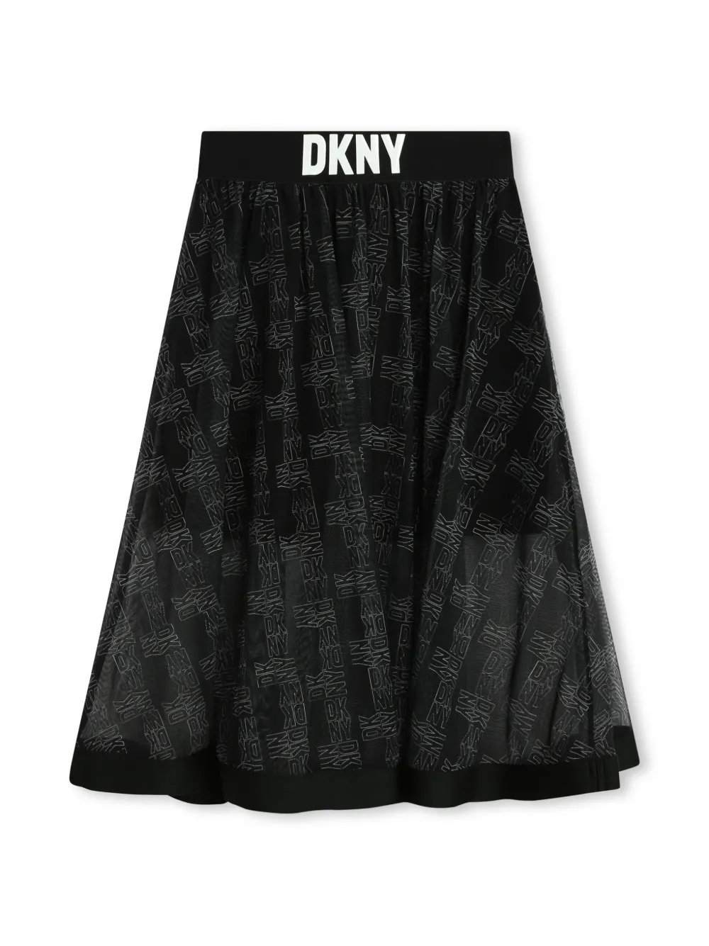 

Юбка с эластичным поясом и монограммой Dkny Kids, черный