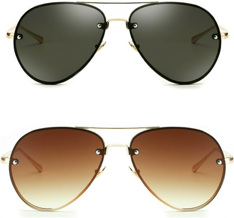 

Классические солнцезащитные очки-авиаторы Freckles Mark большого размера в винтажном ретро-стиле с золотистой металлической оправой и прозрачными цветными линзами, диаметр линз 62 мм, Black+brown