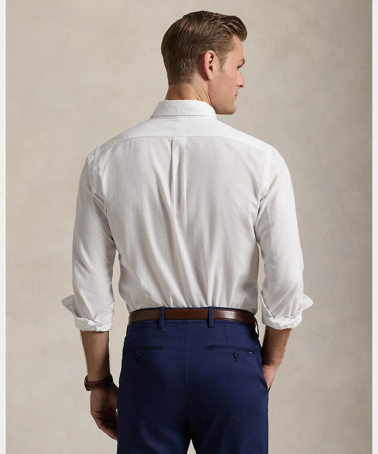 Мужская рубашка POLO RALPH LAUREN классического кроя из сирсакера — фото 4