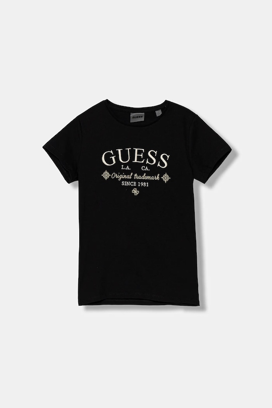 

Детская хлопковая футболка Guess, черный