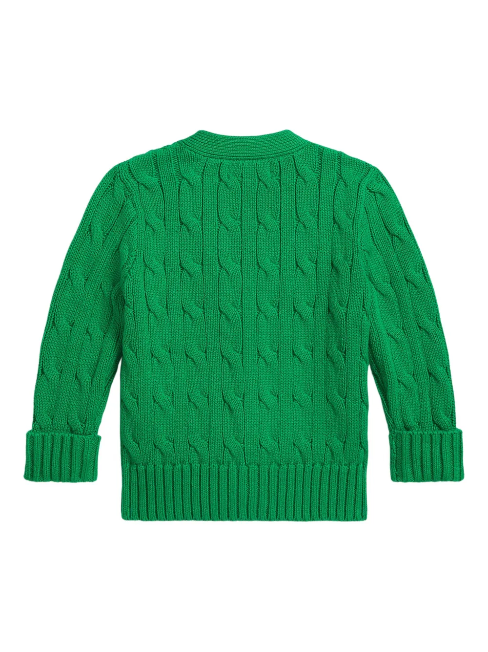 Кардиган фактурной вязки с V-образным вырезом Polo Ralph Lauren Kids, зеленый — фото 2