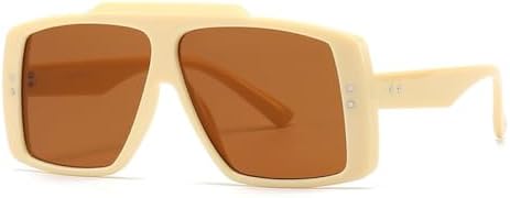 

Солнцезащитные очки в крупной квадратной оправе для женщин, винтажные солнцезащитные очки большого размера для мужчин, модные очки с плоской верхней частью и желтыми линзами MTZJH, C3