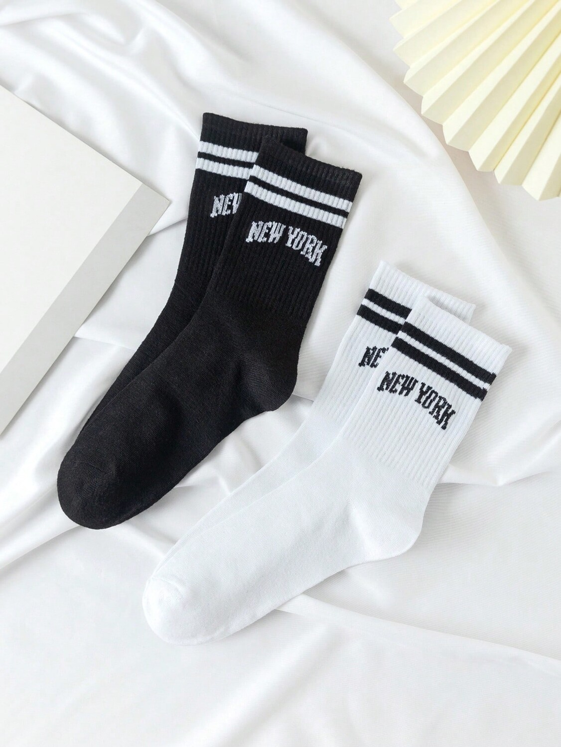 

Женские повседневные повседневные вещи с буквенным принтом в полоску и графику, 2 пары, черный и белый