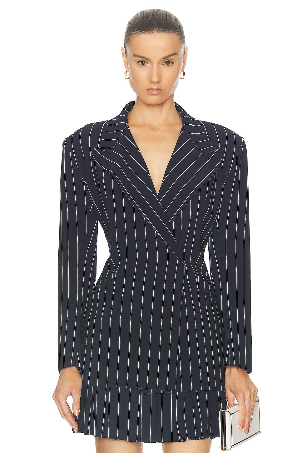 

Классический двубортный пиджак Norma Kamali, цвет True Navy Pinstripe
