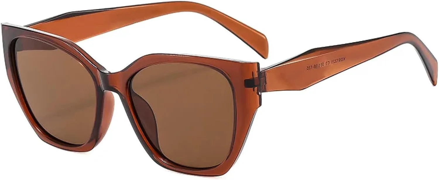 

Винтажные женские солнцезащитные очки «кошачий глаз» с защитой от УФ-излучения UV400, модные цветные очки для мужчин и женщин, Polygon TKKTLLT, Brown-brown