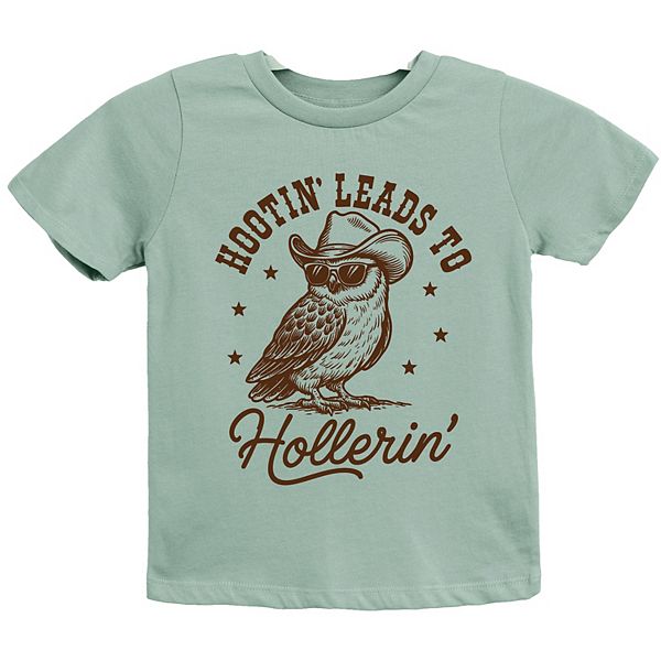 

Футболка с принтом Hootin' leads to hollerin' для детей The Juniper Shop, Seafoam