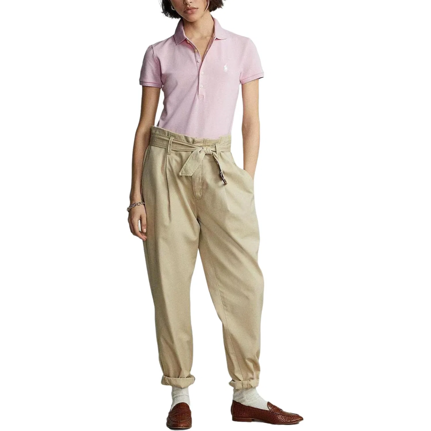 Поло женское slim fit Polo Ralph Lauren, Pink — фото 4
