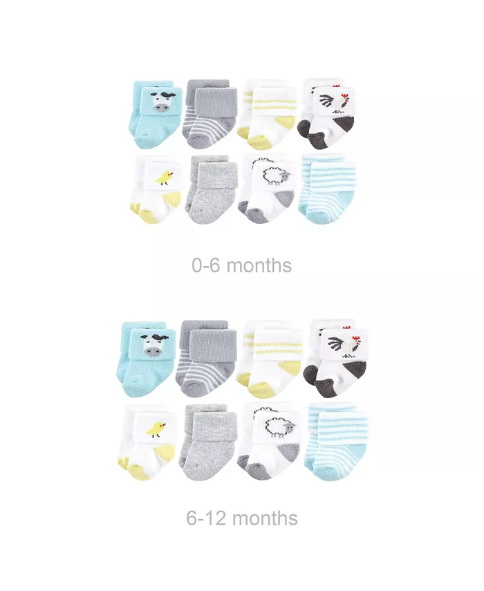 

Носки для мальчиков Hudson Grow with Me из хлопкового терры, ферма, 8 пар, 0-6 и 6-12 месяцев Hudson Baby, синий