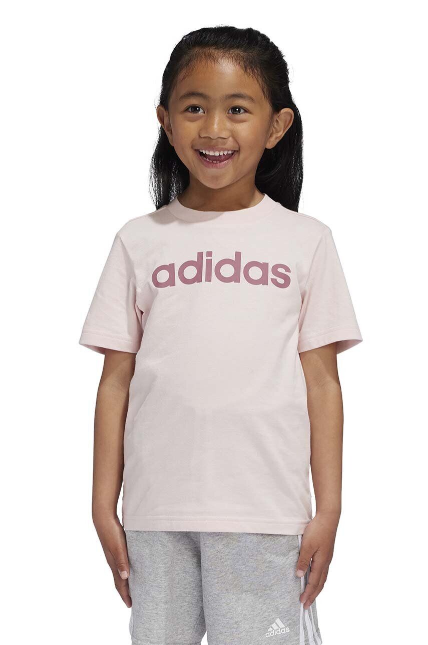 

Детская хлопковая футболка adidas LK LIN CO TEE, розовый