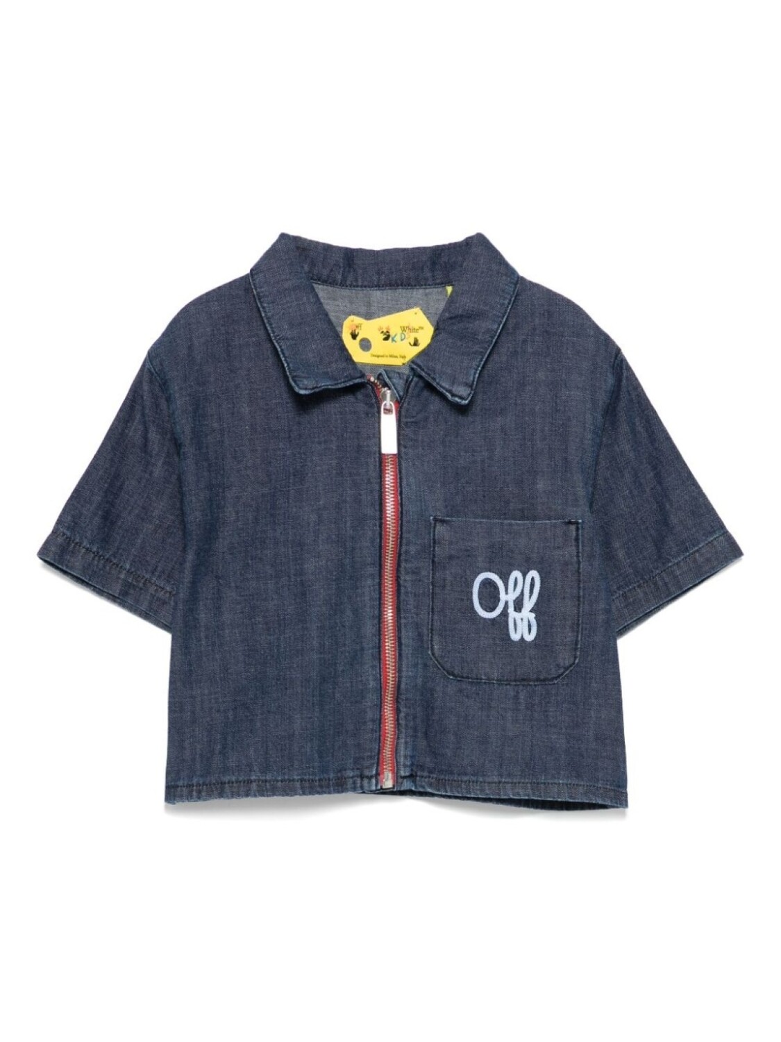 

Off-White Kids джинсовая рубашка с вышитым логотипом, синий