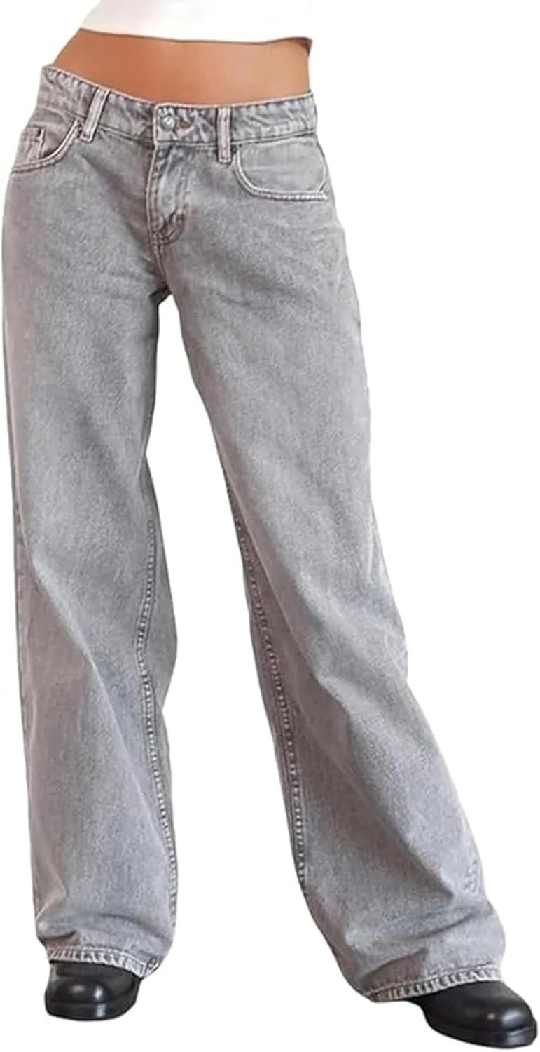 

Женские джинсы low rise baggy с широкими штанинами