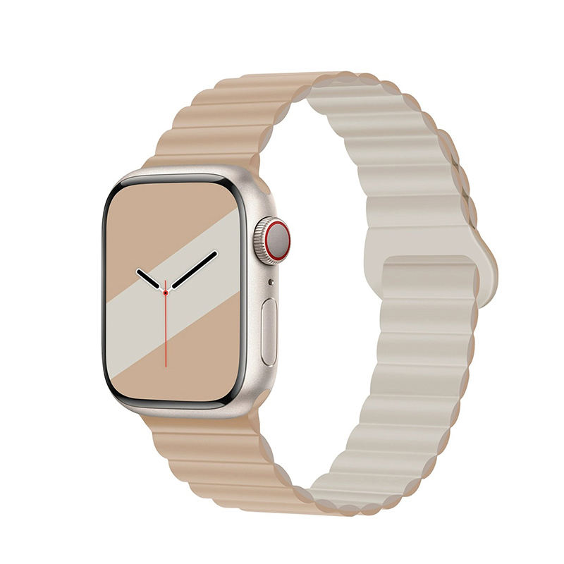 

Biaodaige Часы Strap Apple Compatibility Silicone Material, Milk Tea & Rock White