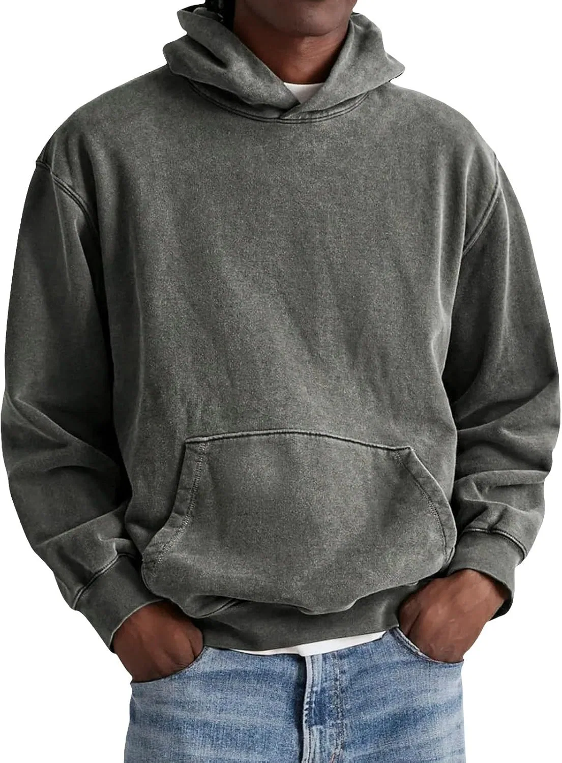Мужская худи с капюшоном, винтажный стиль, Generic, B-dark Gray