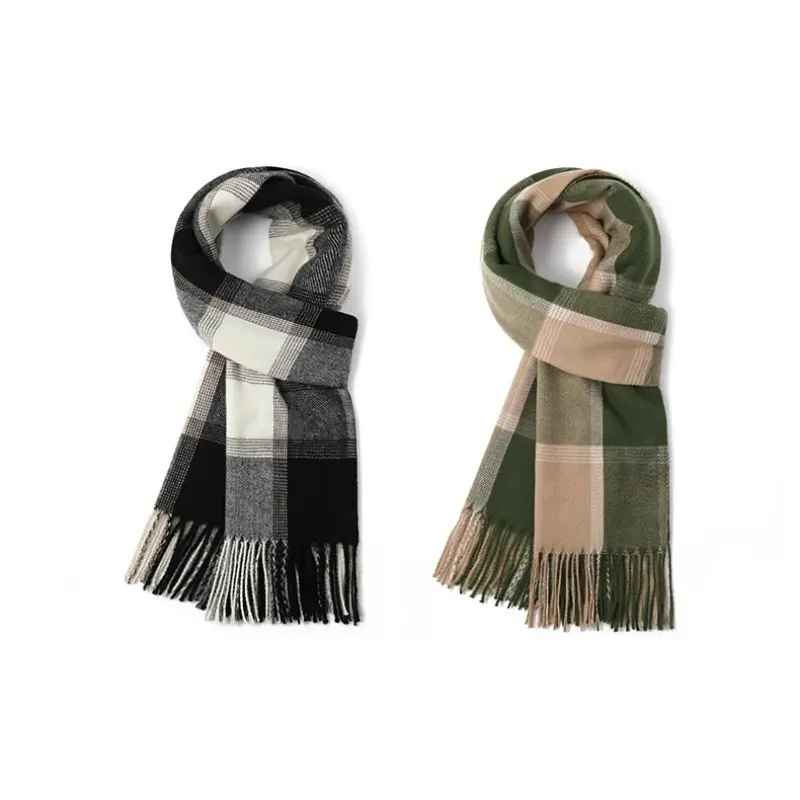 

FREE RABBITⅡ Вязаный шарф унисекс, 2 Pack (Black Gray+Green)