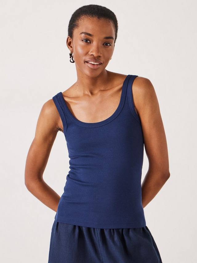 

Рубчатая майка с глубоким овальным вырезом seth HUSH, темно-синий