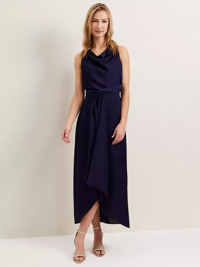 

Платье Phase Eight Daliah Satin Cowl Neck Maxi, темно-синий