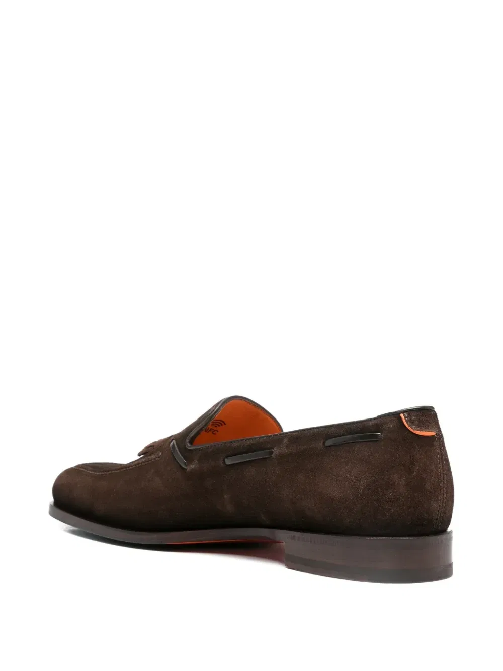 Кожаные лоферы с кисточками Santoni, коричневый — фото 3