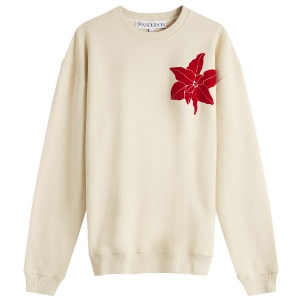 

Свитшот с цветочным узором Jw Anderson, бежевый