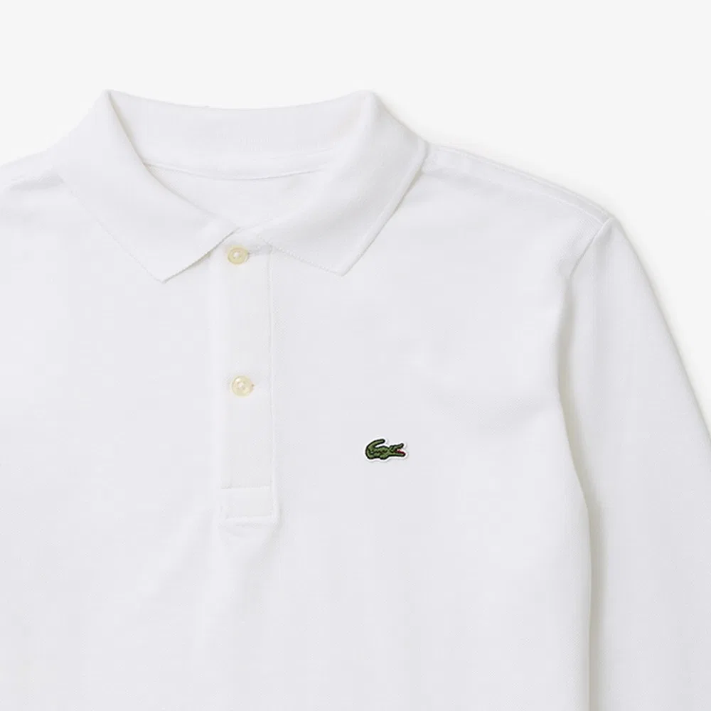 Детская базовая рубашка поло с длинным рукавом, чёрная, от Lacoste — фото 3