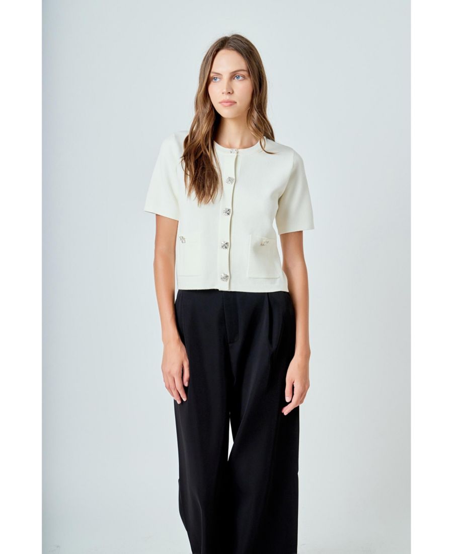 

Женский кардиган с коротким рукавом и декоративными пуговицами endless rose, Cream