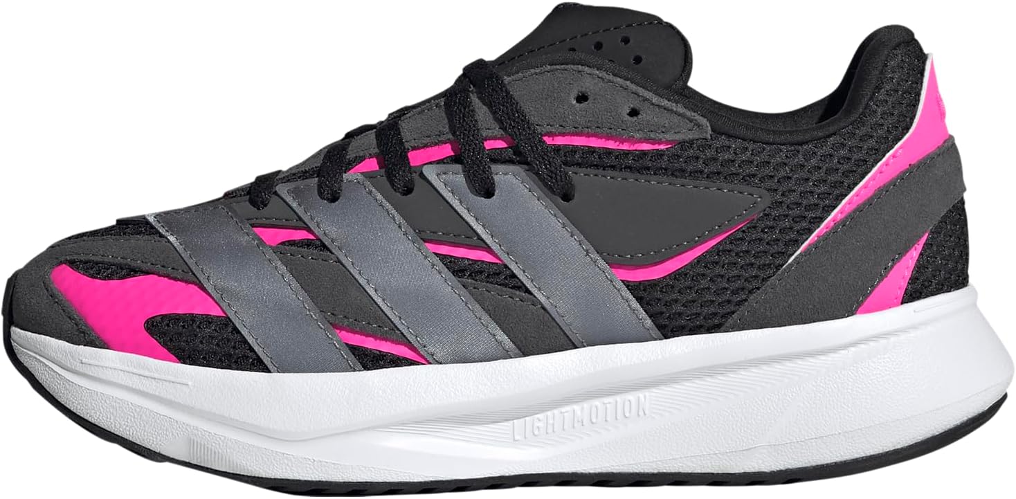 Кроссовки adidas для мальчиков Lightblaze на шнуровке, черный/розовый — фото 4