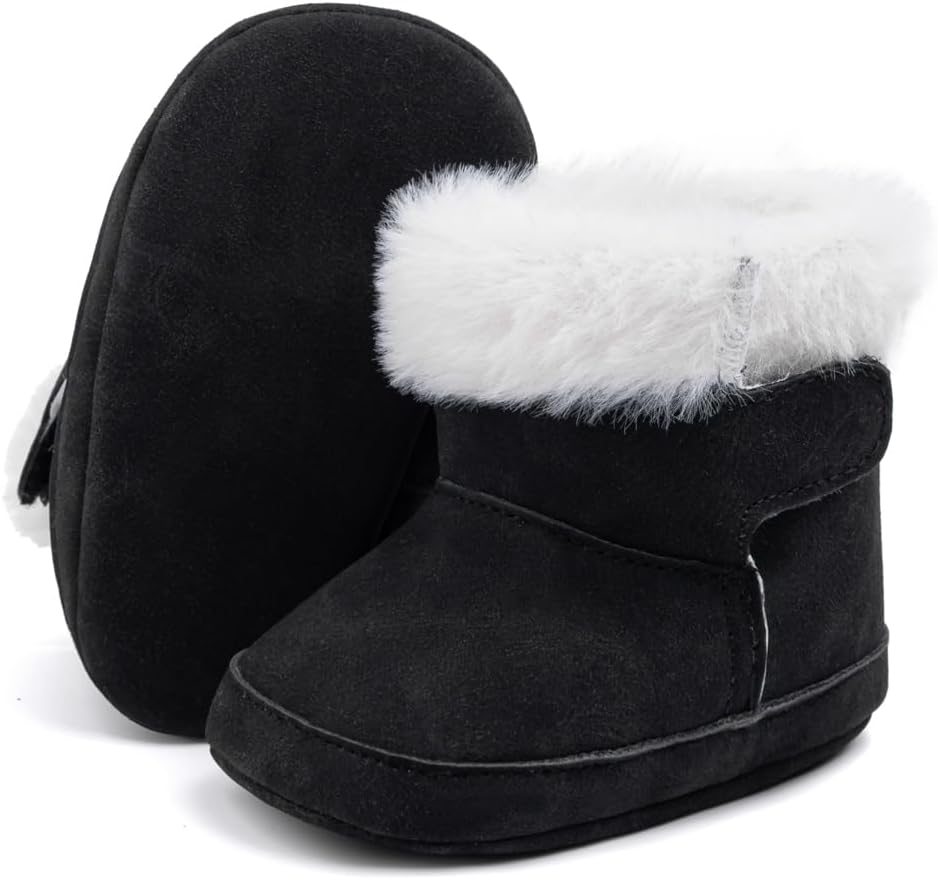 

Детские универсальные теплые ботинки с меховой подкладкой, мягкие, зимние для малышей, с нескользящей резиновой подошвой, зимние пинетки для малышей Zoolar, A3/Black