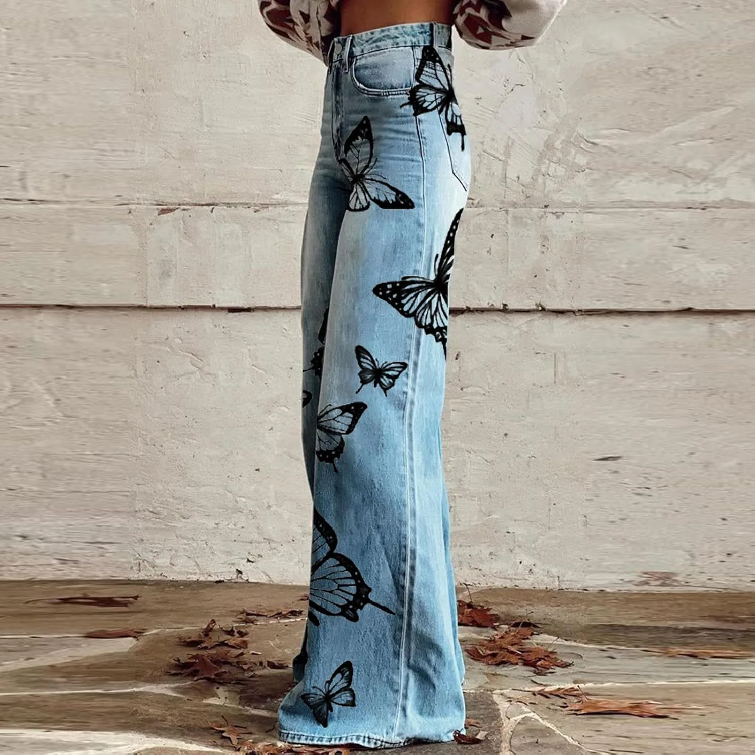 Джинсы для женщин Plus Size Straight Wide Leg High Waisted — фото 3