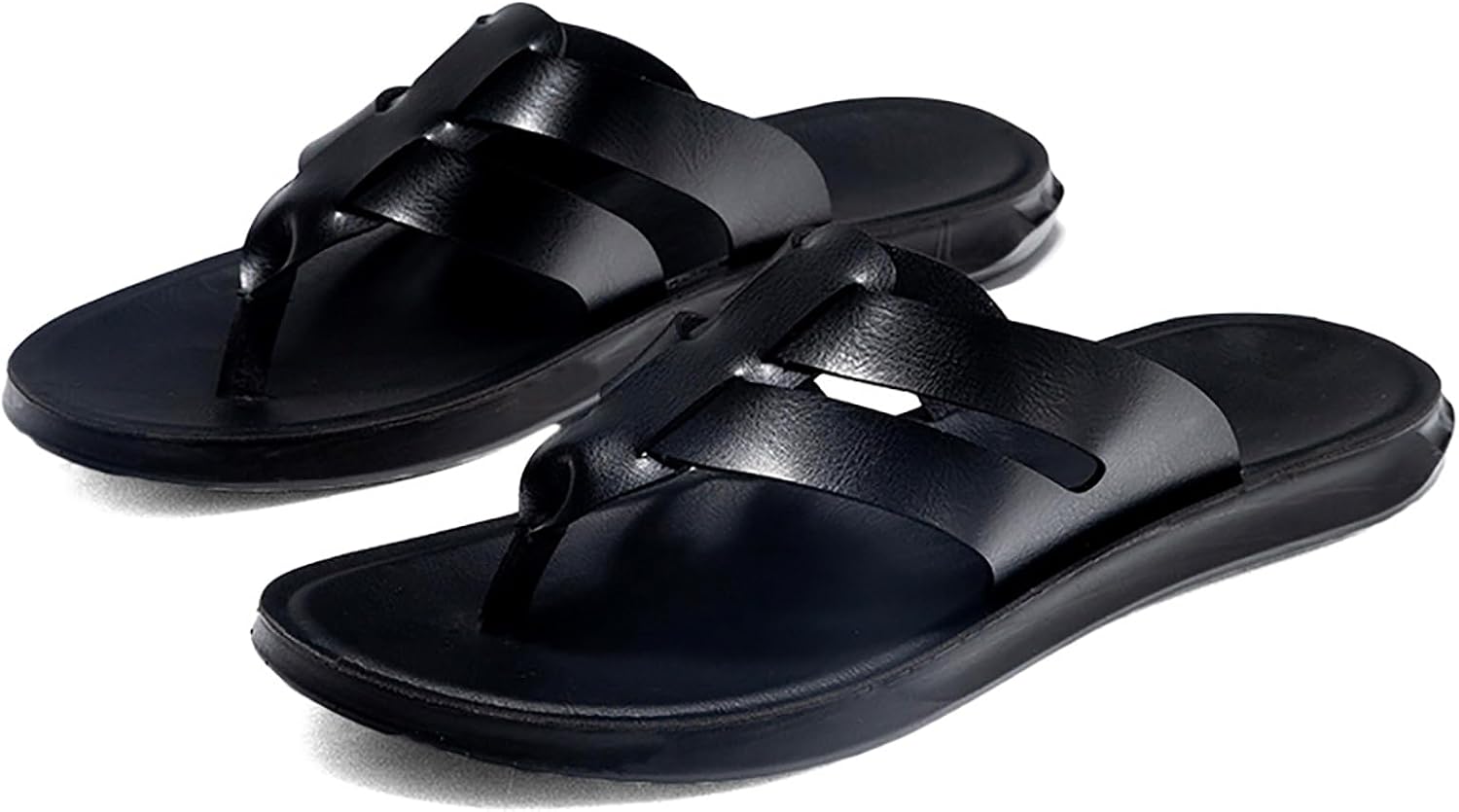 

Мужские кожаные шлепанцы LOVEHEYNEW с поддержкой свода стопы, удобные, с открытым носком, на мягкой подошве, противоскользящие пляжные сандалии-вьетнамки, для летнего ношения дома и на улице, для повседневной ходьбы, черный