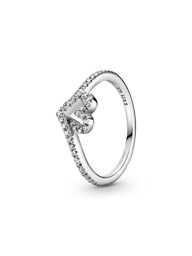 

Кольцо Pandora Sparkling Wishbone Heart Ring, стерлинговое серебро