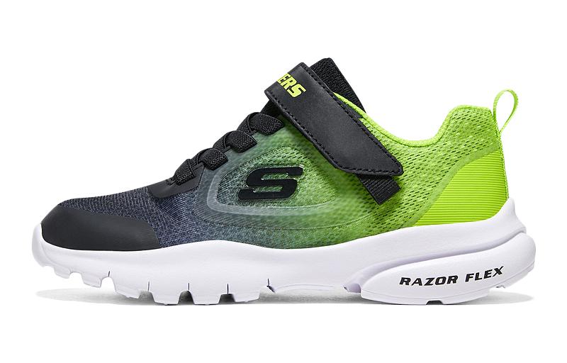 

Skechers Детские кроссовки с низким верхом, амортизирующие, износостойкие, дышащие, черно-зеленые