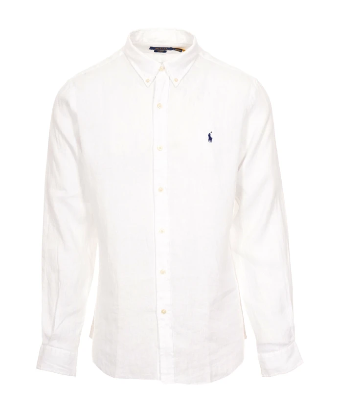 

Белая льняная спортивная рубашка с длинными рукавами Polo Ralph Lauren, белый