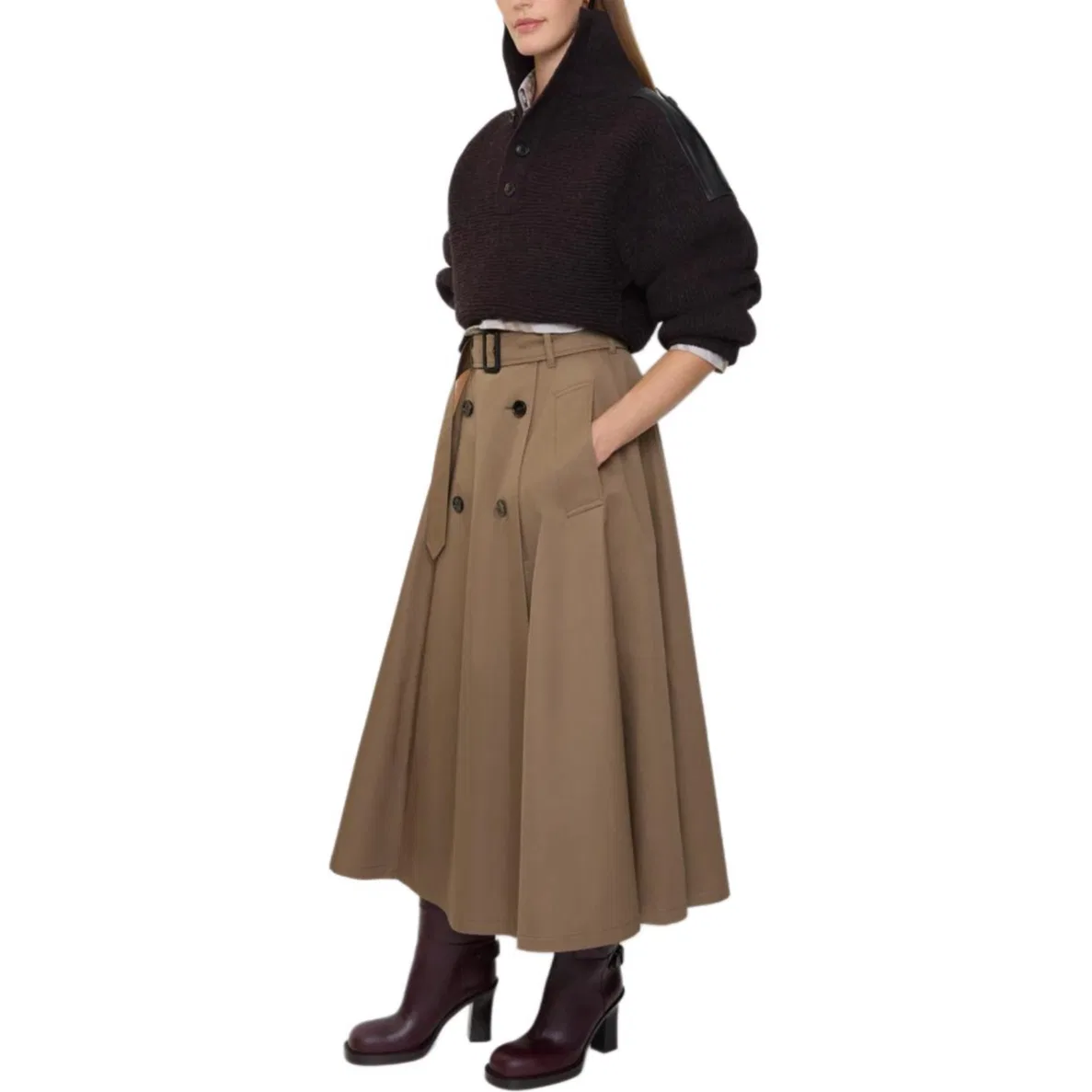 Юбка Burberry, женская, коричневый, миди — фото 2