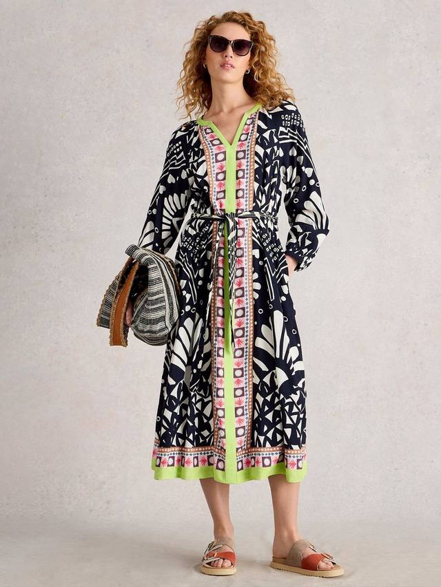 

Лив платье миди с поясом на талии White Stuff, Navy/Multi