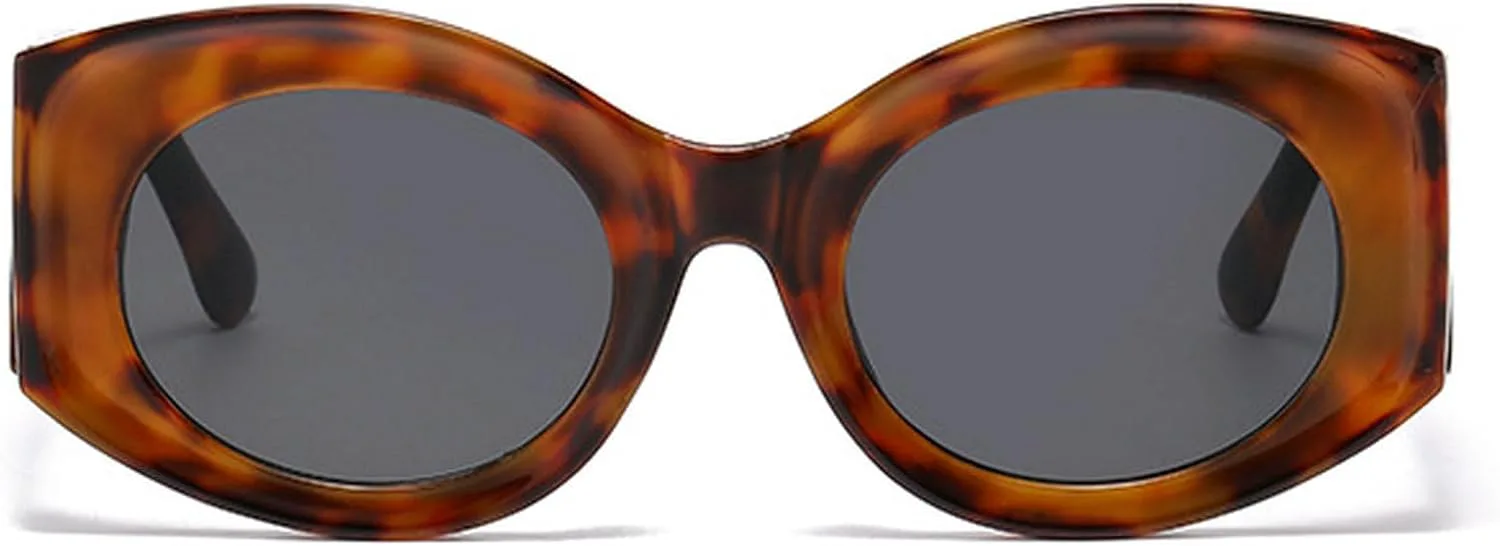 

Ретро овальные солнцезащитные очки для женщин, модные круглые солнцезащитные очки в винтажном стиле 90-х, защита от УФ-излучения UV400 mincl, Gray Leopard