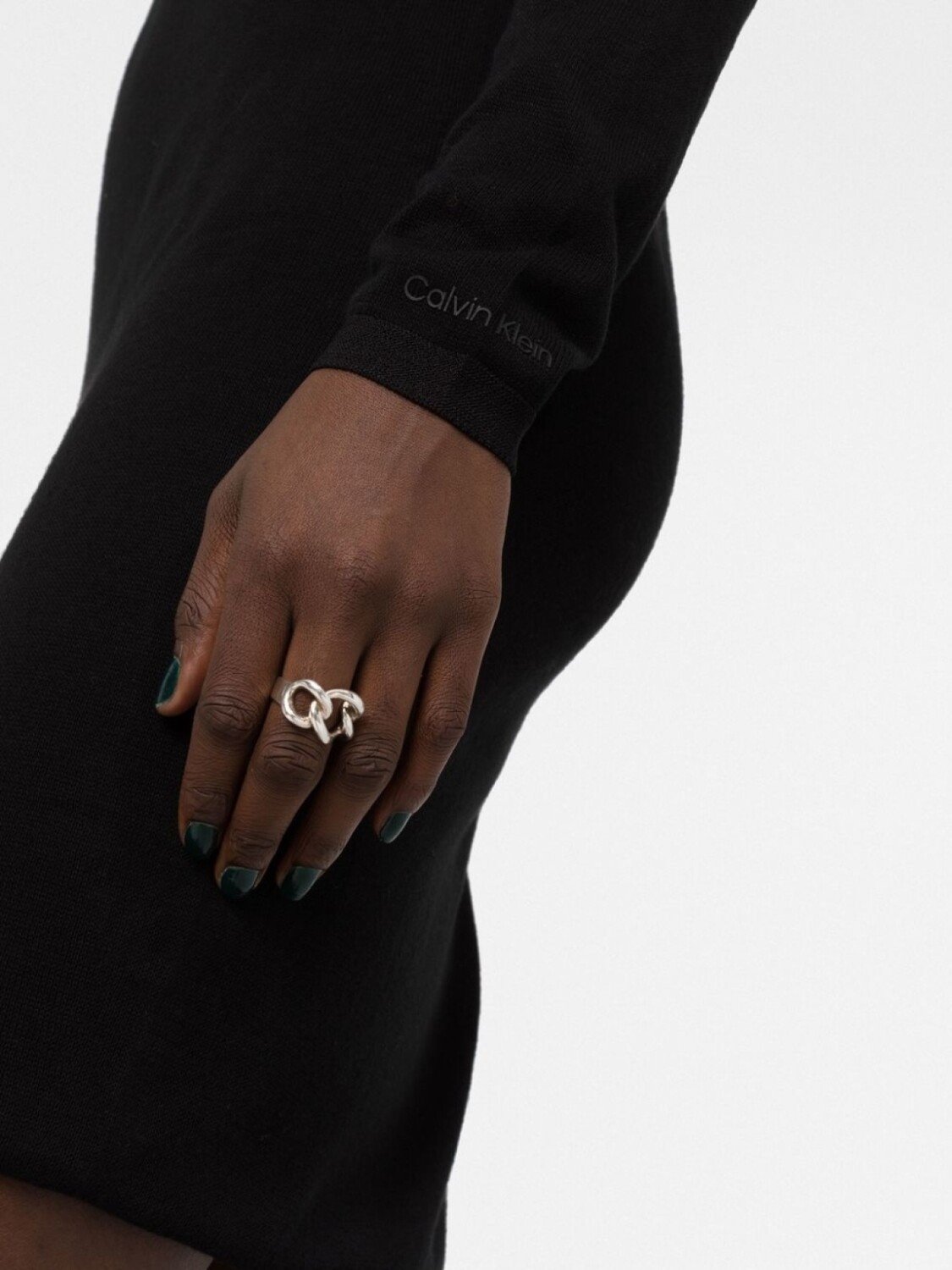 Calvin Klein платье-свитер с длинными рукавами, черный — фото 3