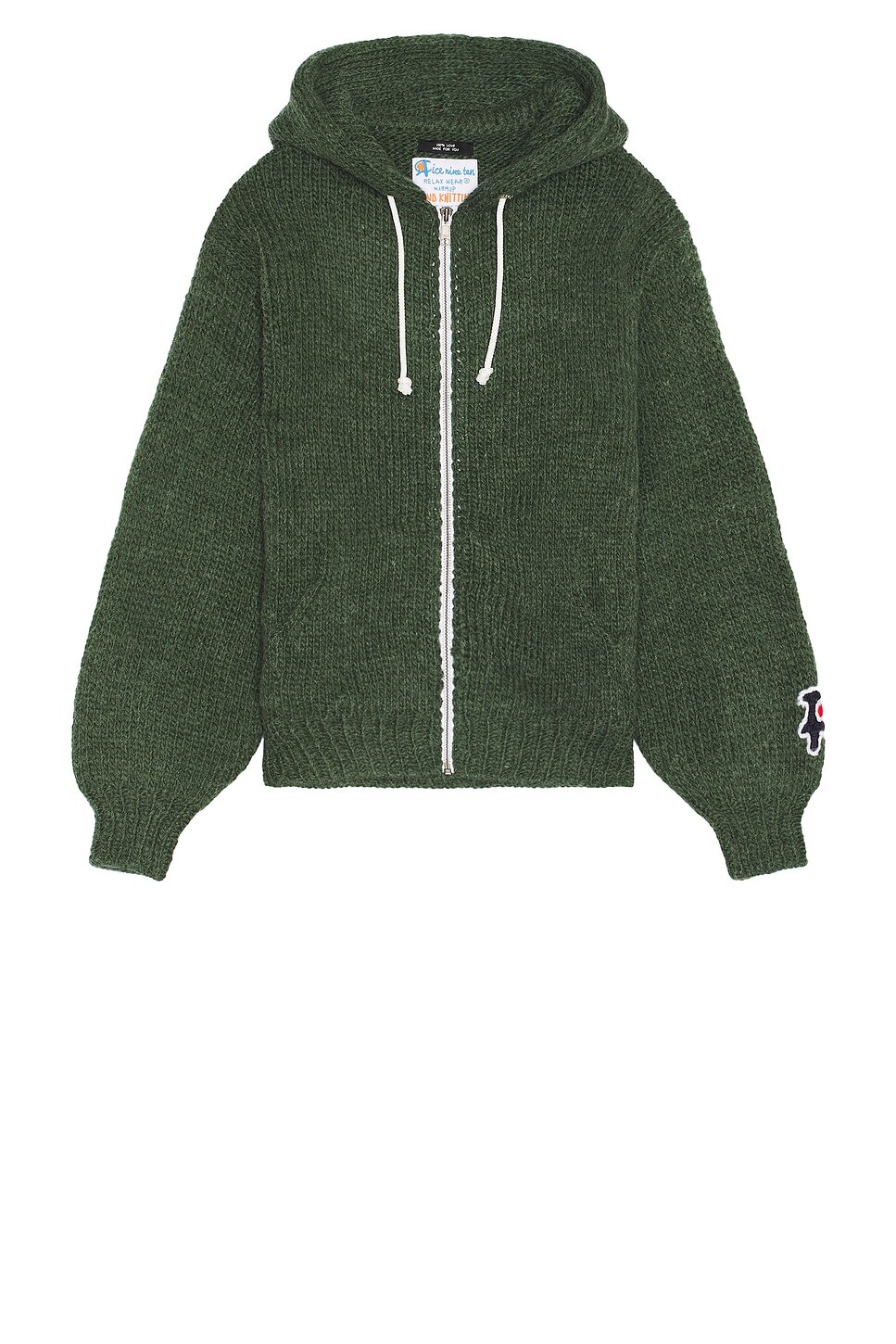 

Толстовка на молнии ручной вязки Rice Nine Ten, цвет Forest Green