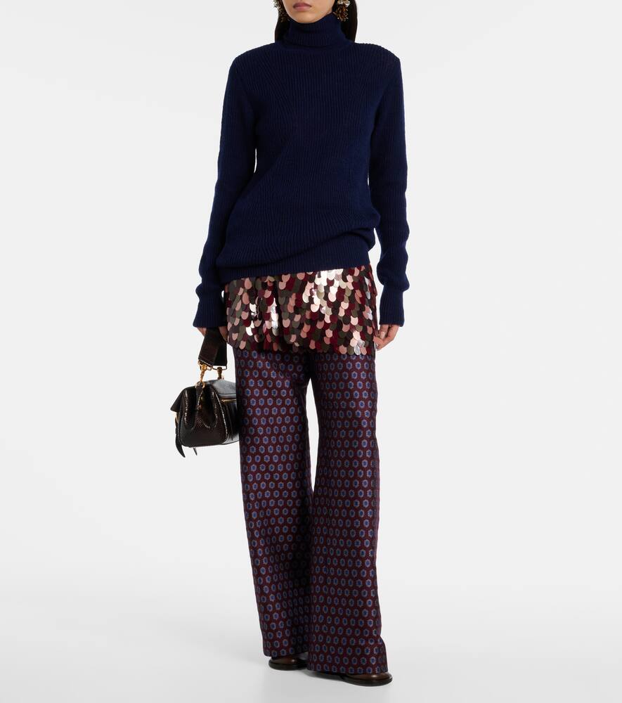 Вязаный ребристый водолазка из шерсти Dries Van Noten, Navy — фото 2