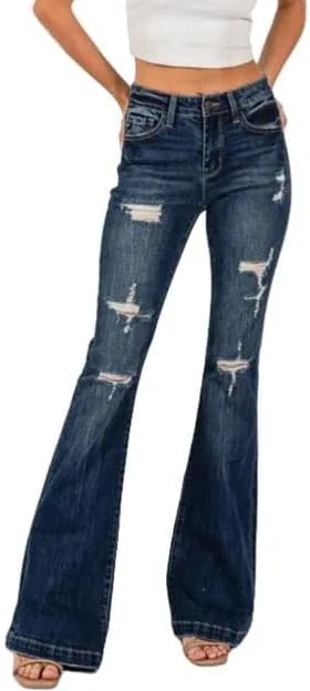 

Женские джинсы Mid Rise с потертостями и расклешенным силуэтом Bootcut BlueMoment