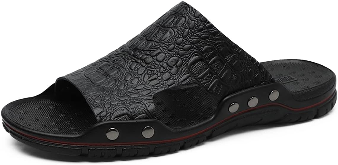 

Мужские шлепанцы GSIGUL, кожаные босоножки для мужчин, летние повседневные водонепроницаемые сандалии для прогулок на улице, пляжа и путешествий, черный