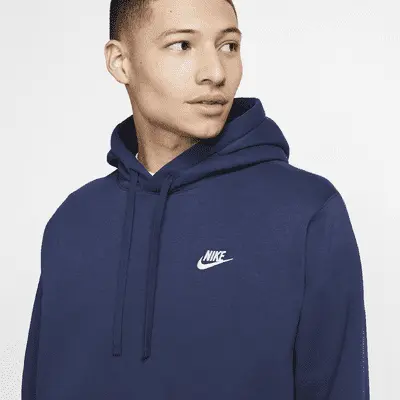 Худи Nike Sportswear Club Fleece Pullover Hoodie, цвет Midnight Navy/Midnight Navy/White — фото 4